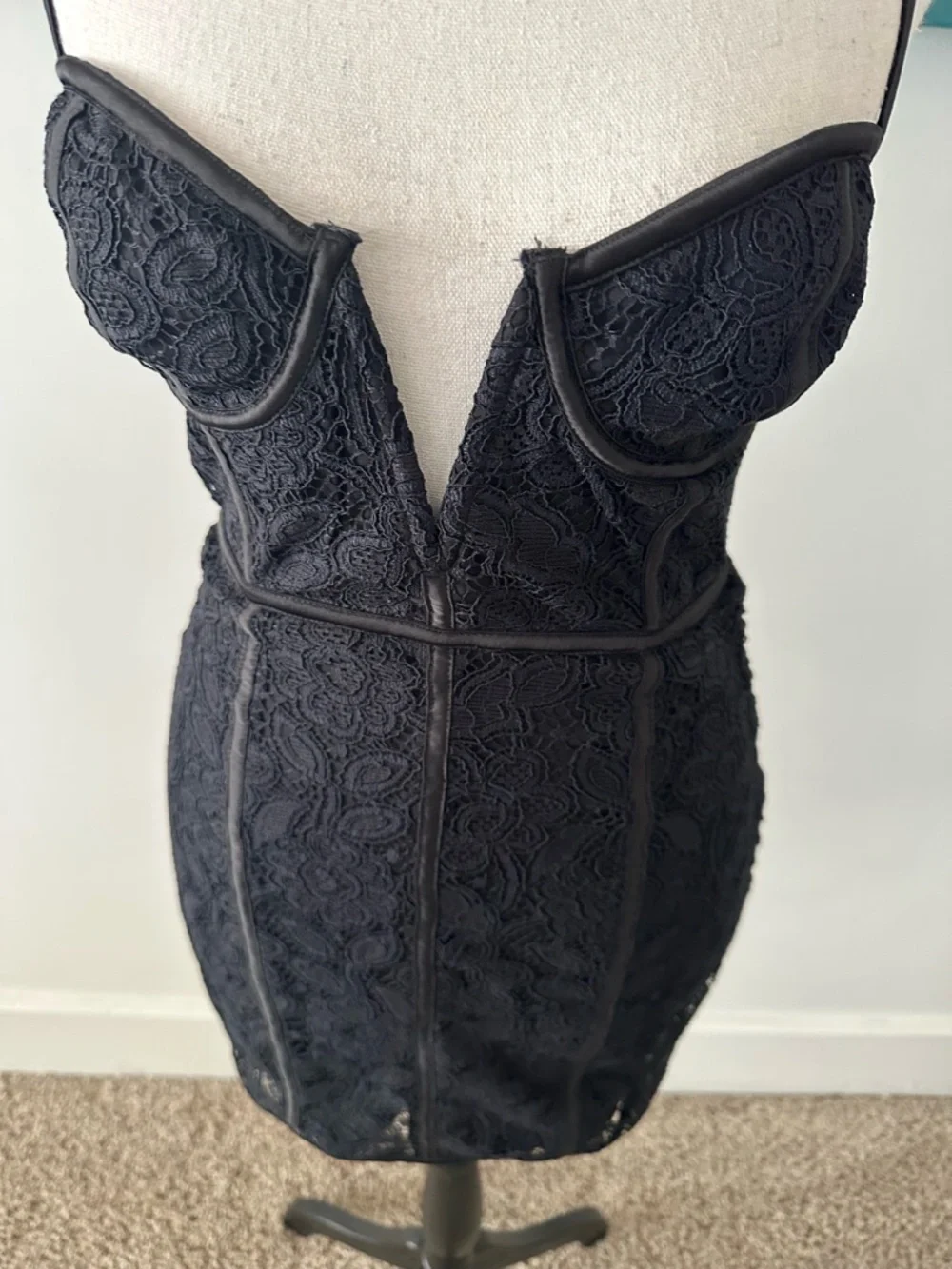 For Love And Lemons NWT Julia Black Lace Bustier Mini Dress XS